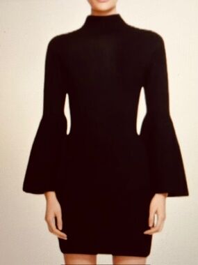Milly Black Flare Sleeve Sweater Dress